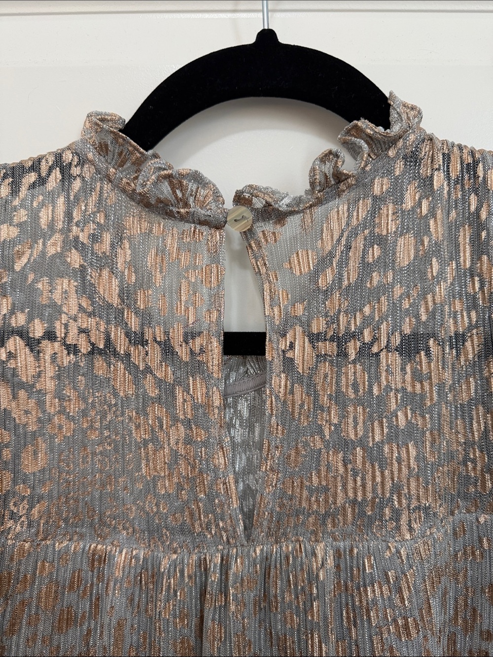 NWT Anthropologie Women's Large Short-Sleeve Mock-Neck Maxi Dress Metallic - Picture 8 of 8